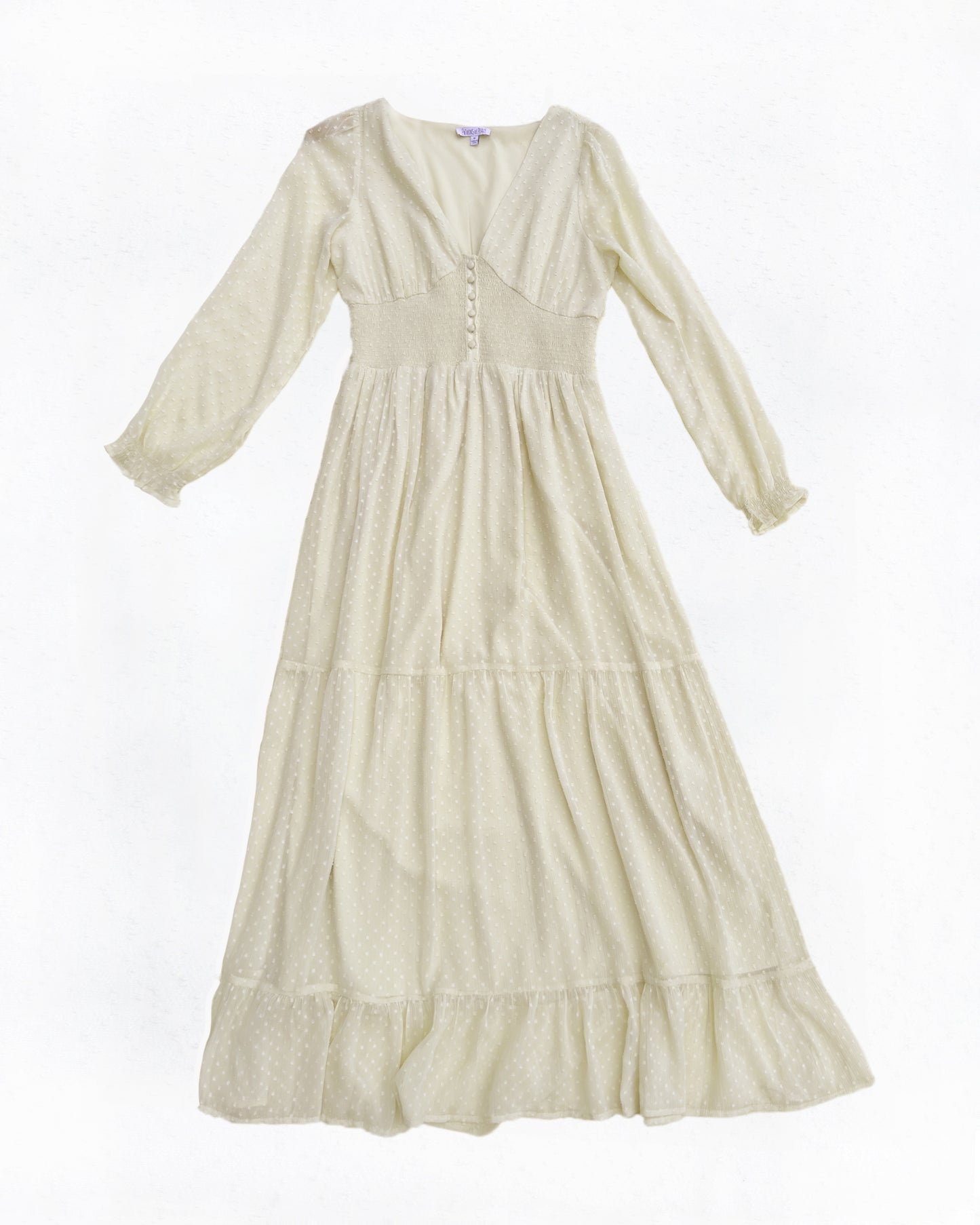 Swiss Dot Ivory Maxi Dress (M)
