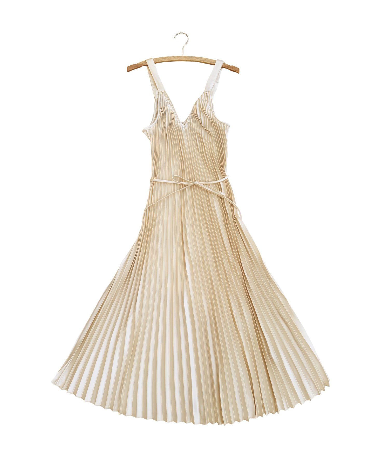 Plissé Tie Waist Satin Midi Dress (XL)