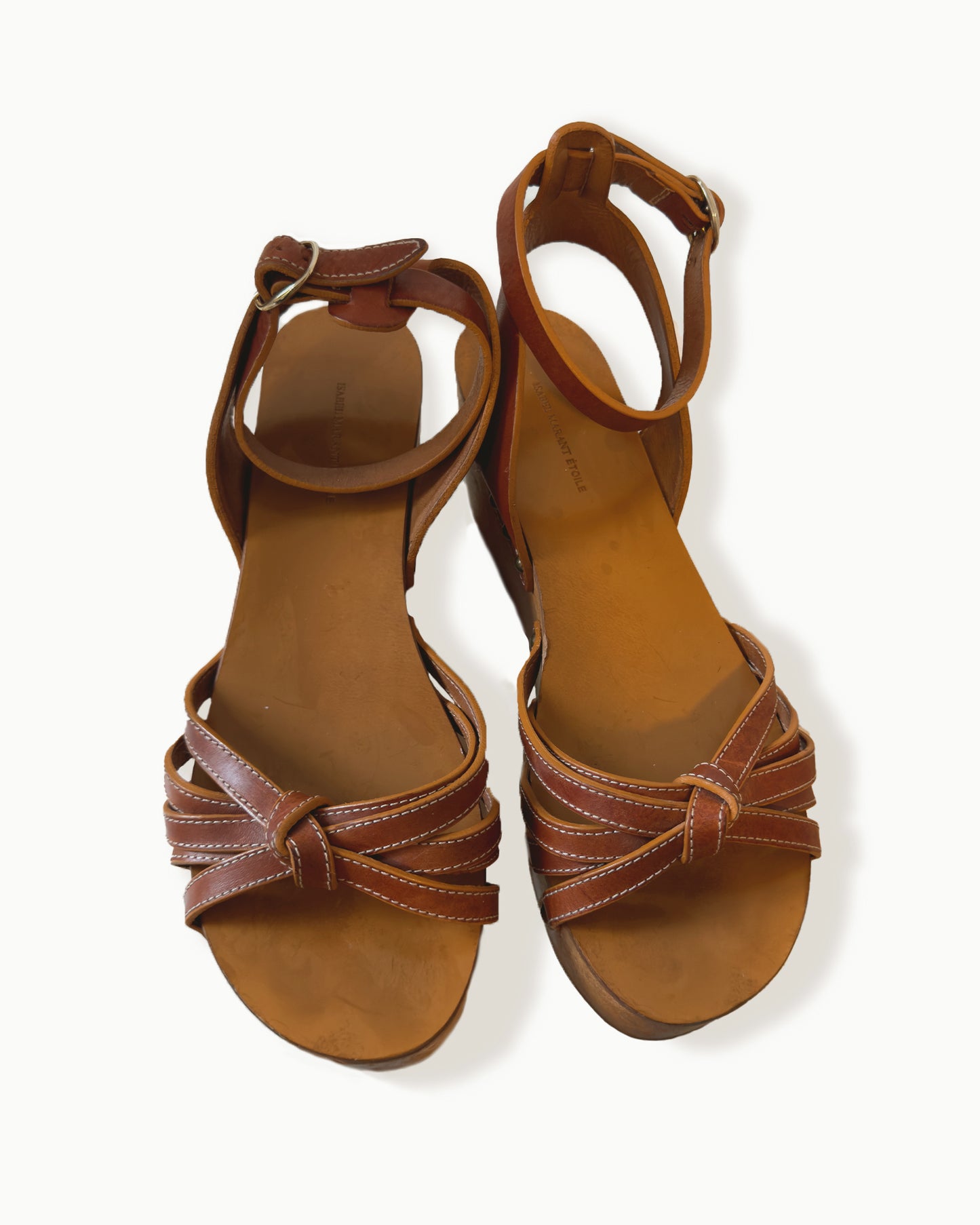 Isabel Marant Etoile Zia Leather Wooden Platform Wedge (38)