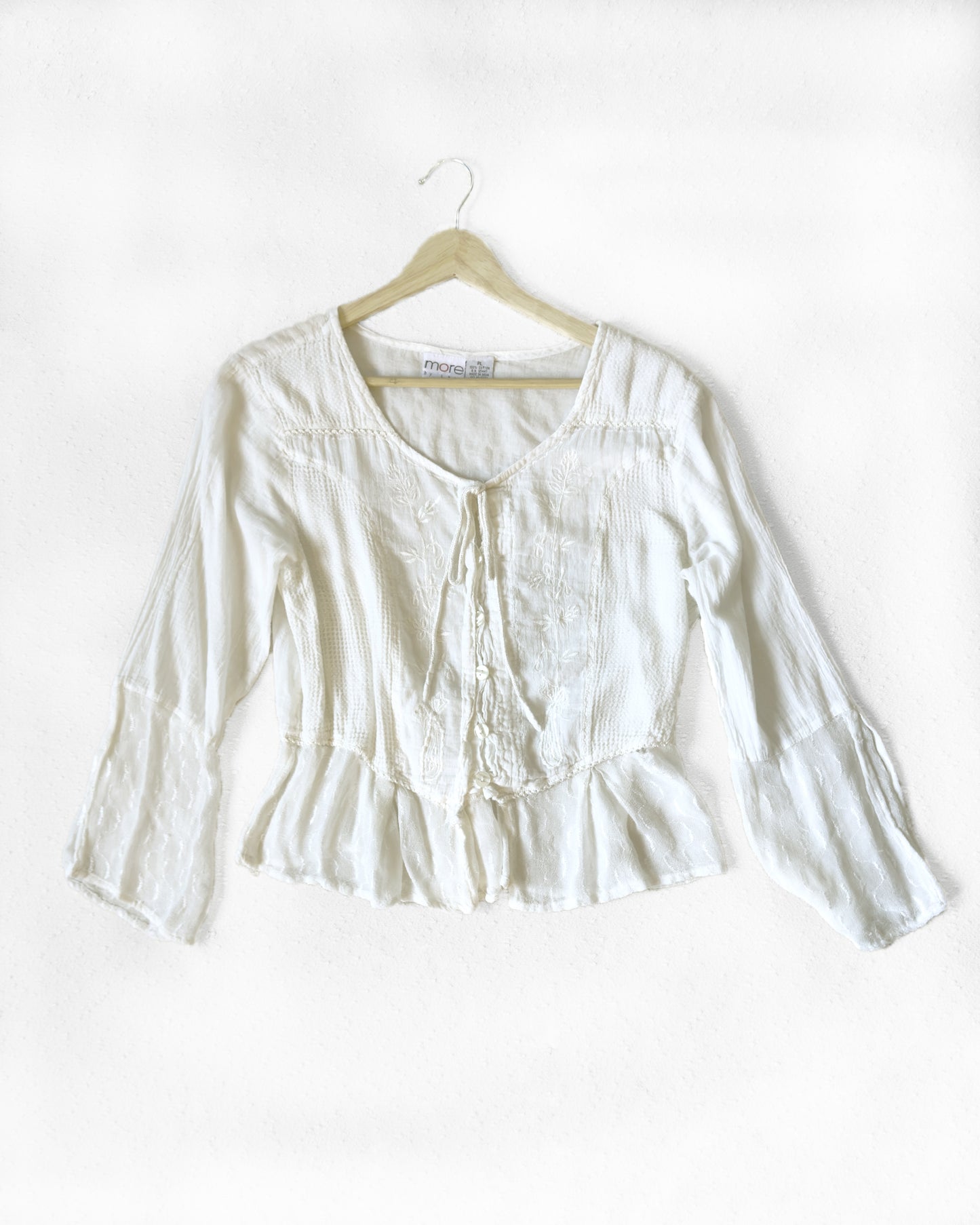 Boho Embroidered Cotton Top (L)