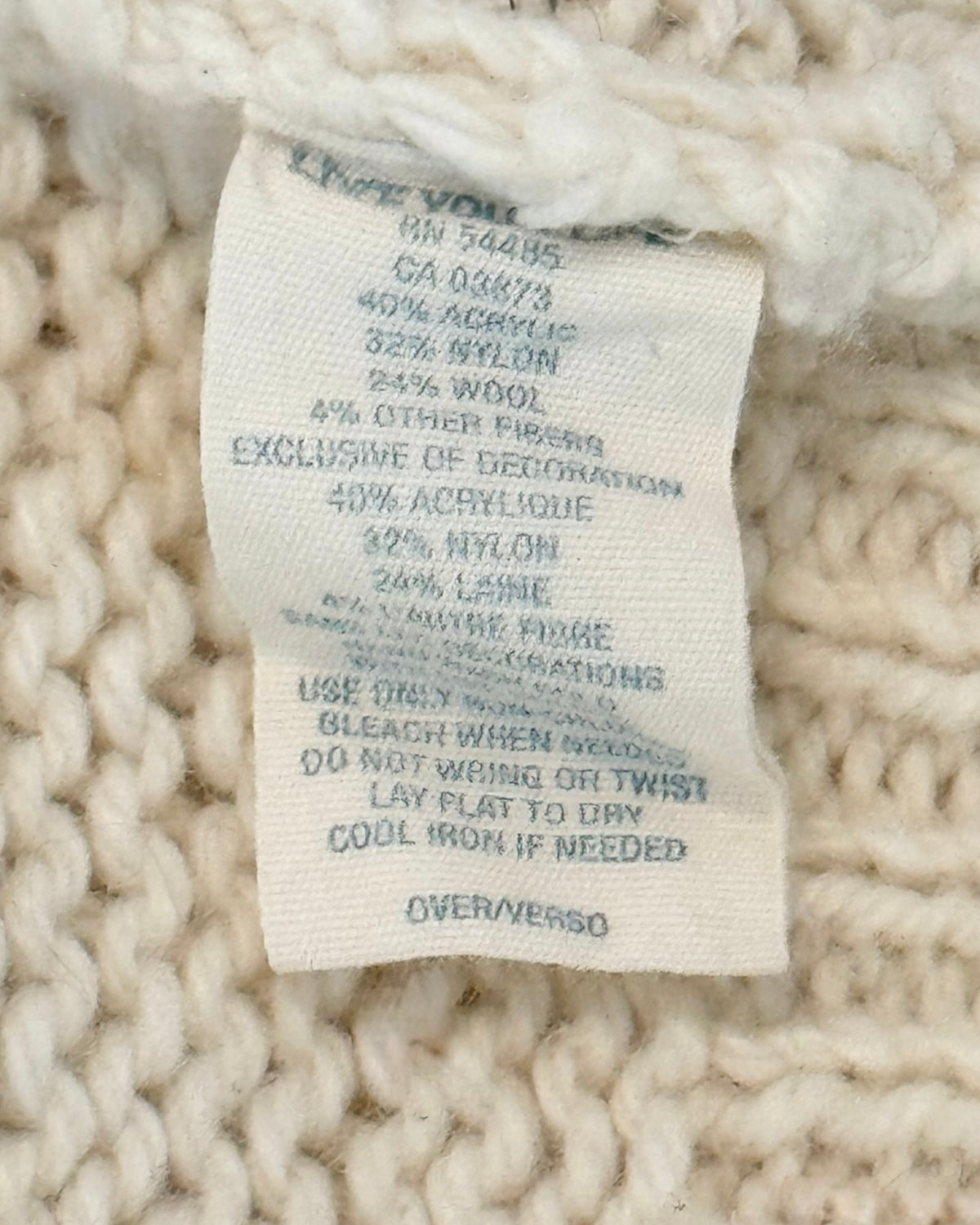Vintage Cable Knit Cardigan Sweater (S)