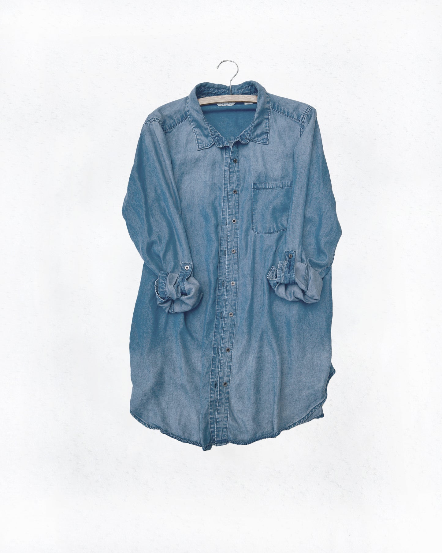 Lightweight Denim Button-Down Top (L)