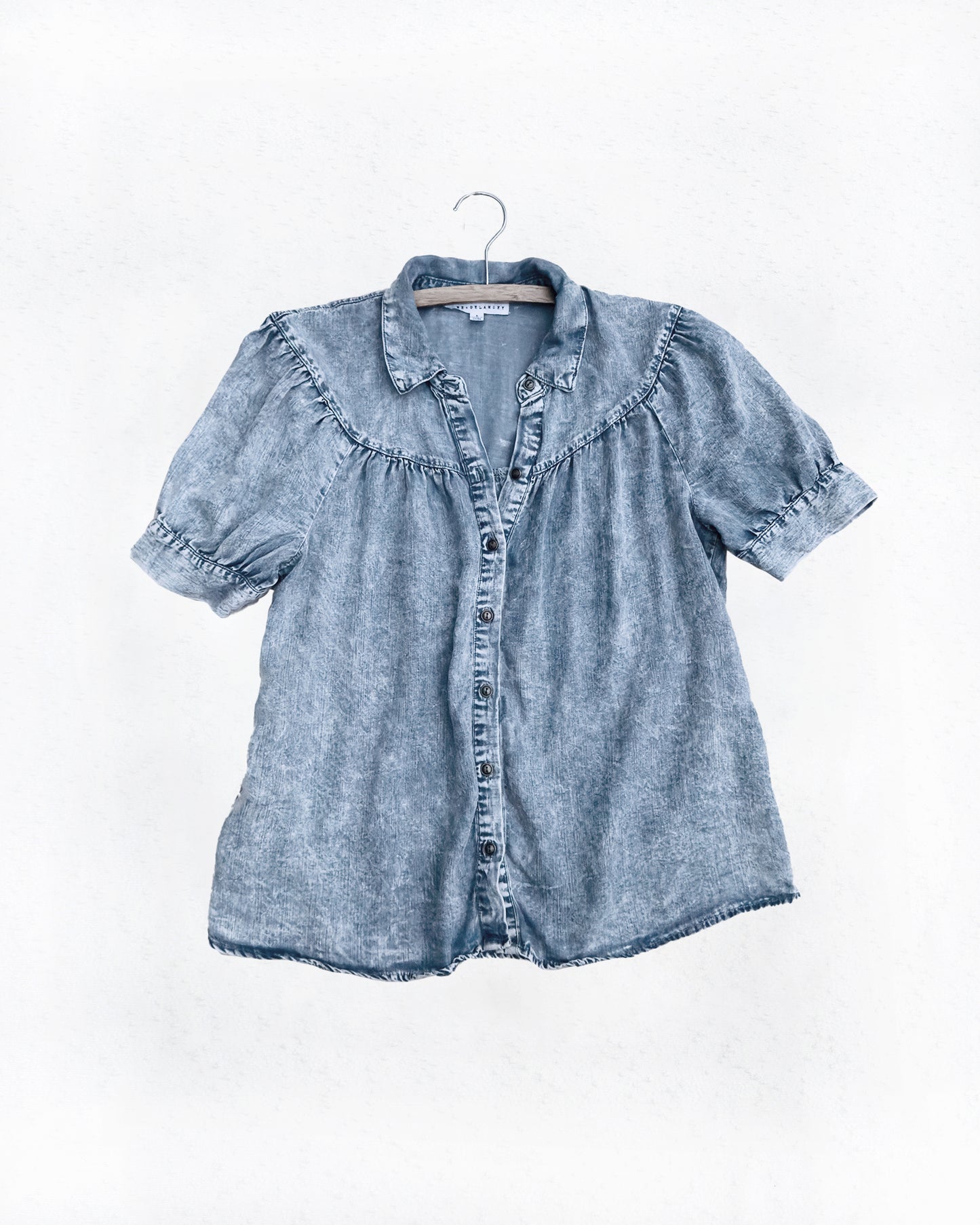 Oversized Denim Peasant Top (S/M)