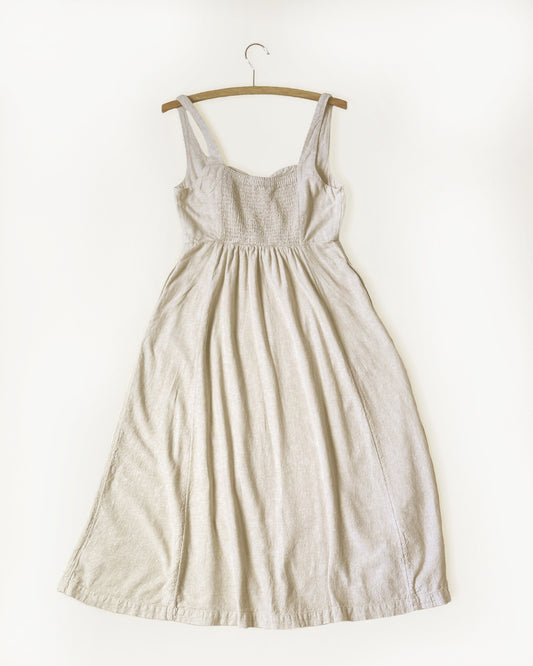 Linen-Blend Midi Dress (S)