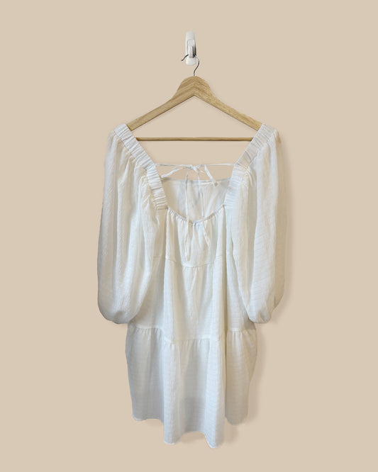 Balloon Sleeve Tiered Babydoll Dress (L)
