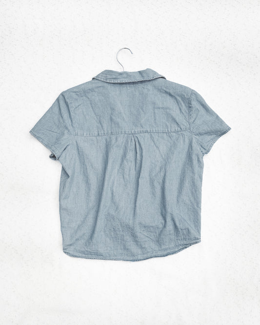 Aéropostale Denim Snap Crop Tie Shirt (M)