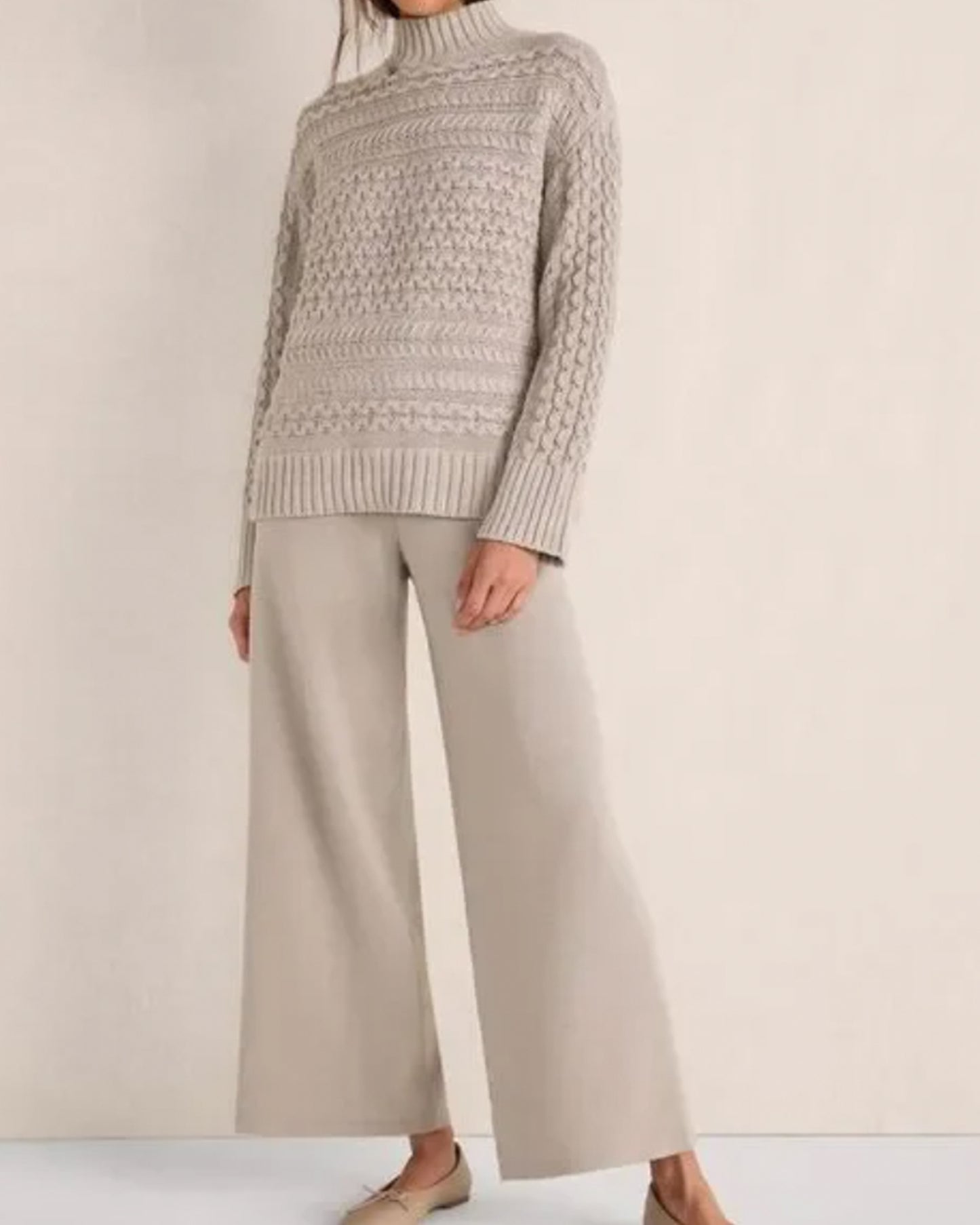 NEW Organic Cotton Cable Knit Funnel Neck Sweater (Medium - XXL)