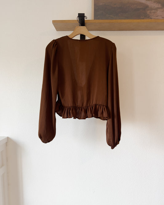 AE Silky Tie Ruffle Cardigan (M)