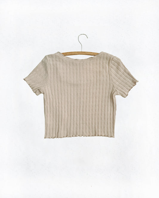 Pointelle Crop Tee (L)