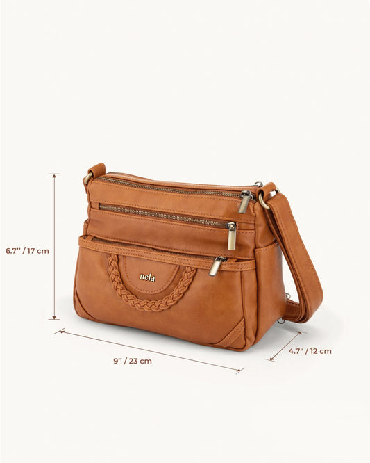 June’s Vintage Elegance Crossbody Bag | Purse (9” x 6.7” x 4.7”)
