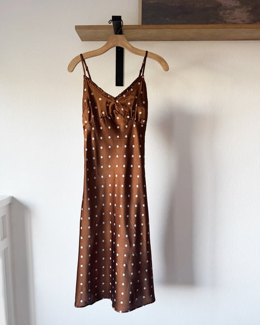 Silky Polka Dot Slip Dress (S)