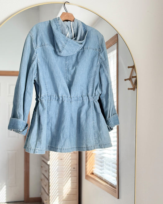 Hooded Cotton Hemp Lightweight Denim Jacket (M-1X)