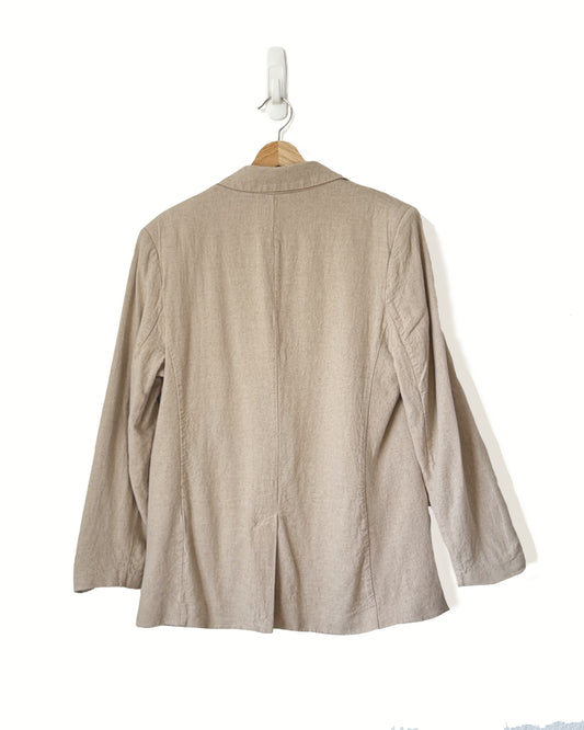 Oversized Linen Blend Blazer | Beige (M)