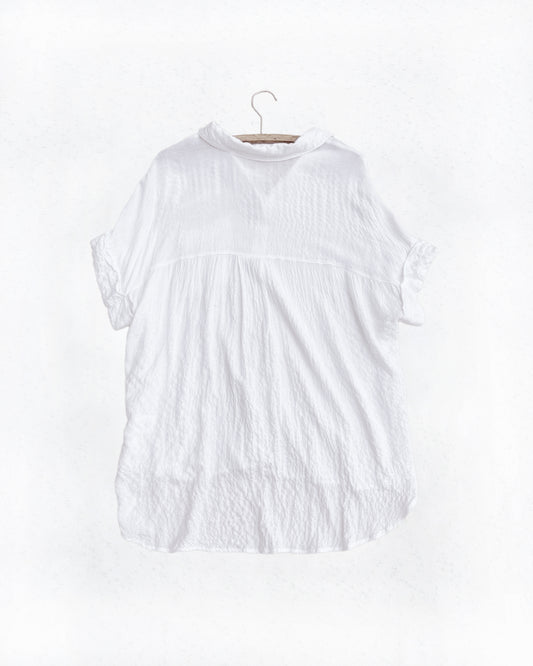 Oversized Seersucker Short-Sleeve Top (L)