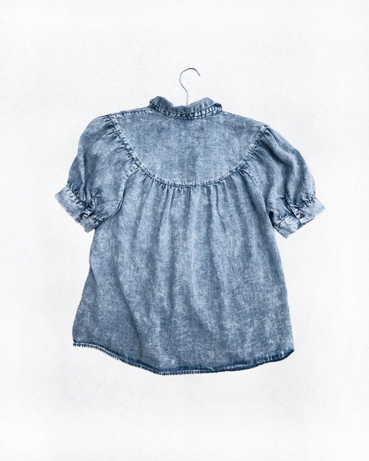 Oversized Denim Peasant Top (S/M)