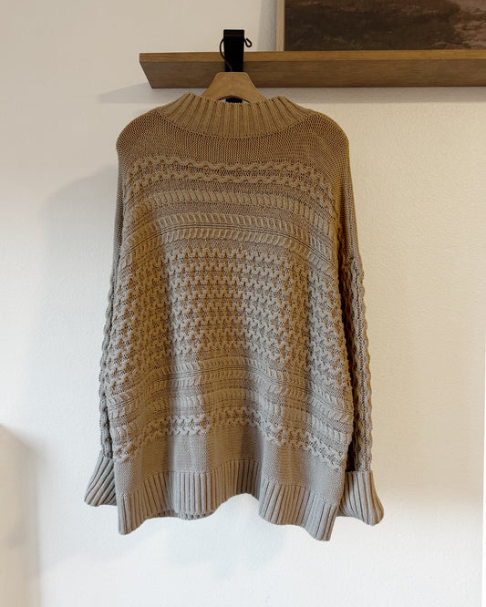 NEW Organic Cotton Cable Knit Funnel Neck Sweater (Medium - XXL)