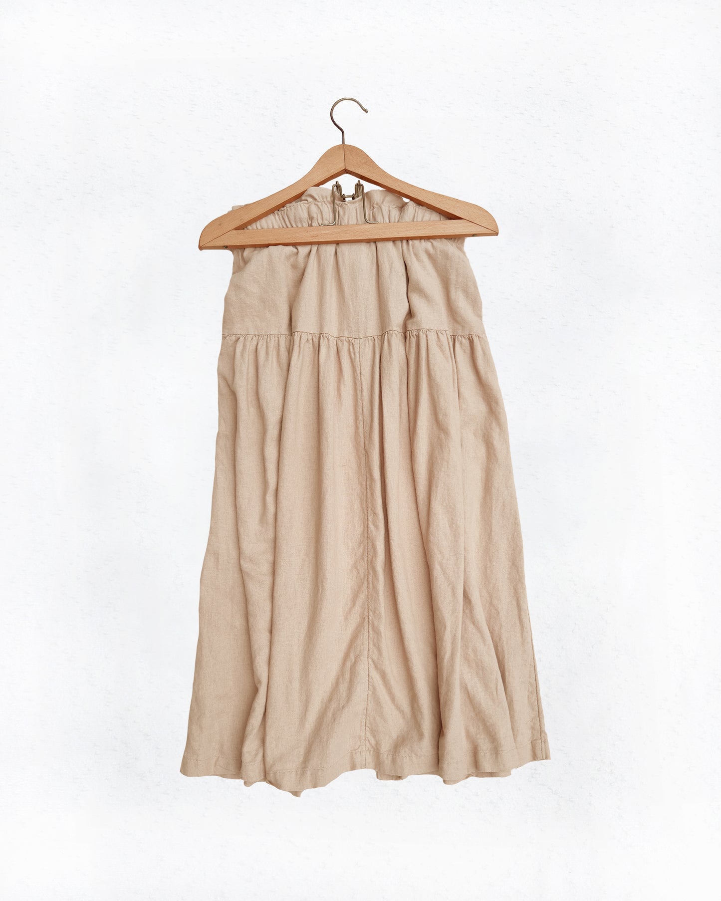 Tie Waist Button-Front Linen Blend Midi Skirt (M)