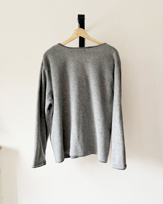 Embroidered Snowmen Fleece Cardigan (1X)