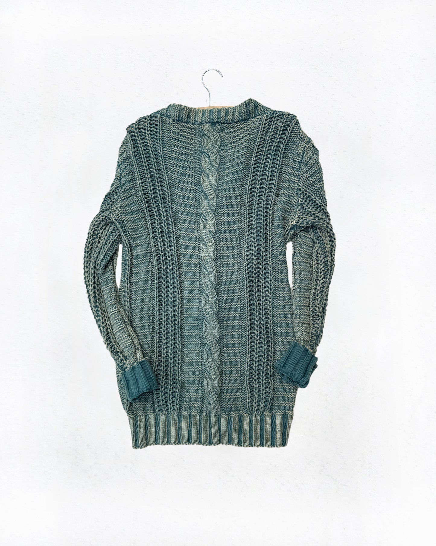 Cotton Cable Knit Cardigan Sweater (M)