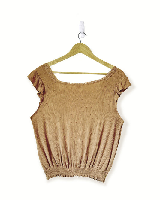 Terracotta Flutter Sleeve Top (L, fits like S/M)