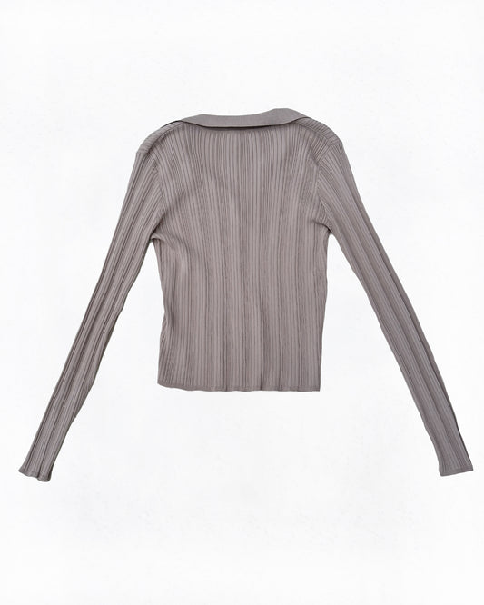 Ribbed Collared Button Top (S)