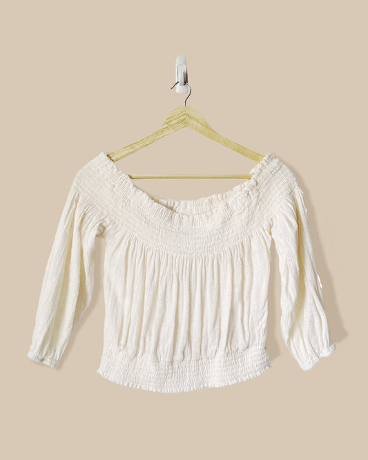 Off-the-Shoulder Gauze Top | Blouse (L, but fits S/M)