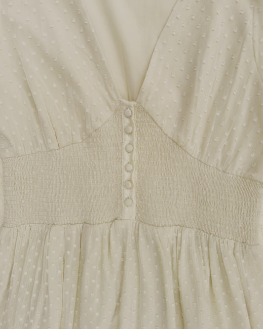 Swiss Dot Ivory Maxi Dress (M)