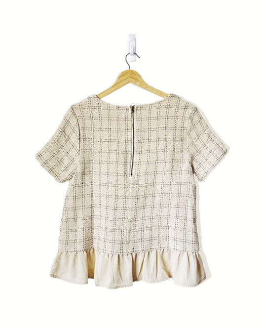 Roolee Short Sleeve Round Neck Peplum Blouse (S)