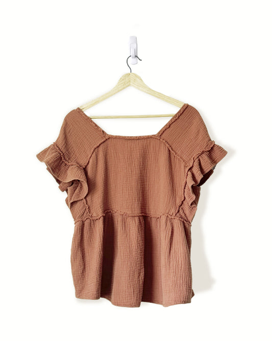 Boho Cotton Gauze Top (Oversized S)