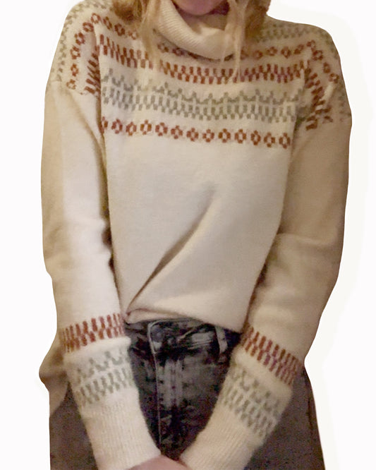 Printed Accents Cowl Neck Sweater (S/M)
