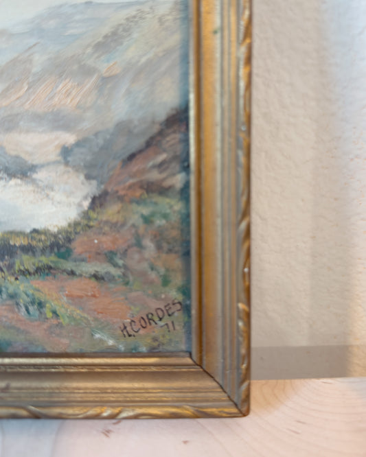 Vintage Coastal Mountain Oil Paintings (Set of 2)