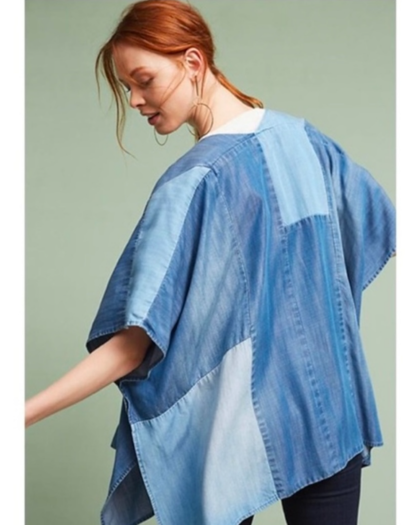 Anthropologie Cloth & Stone Denim Patchwork Kimono (OS)