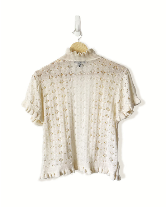 Open Stitch Ruffle Cardigan (L)