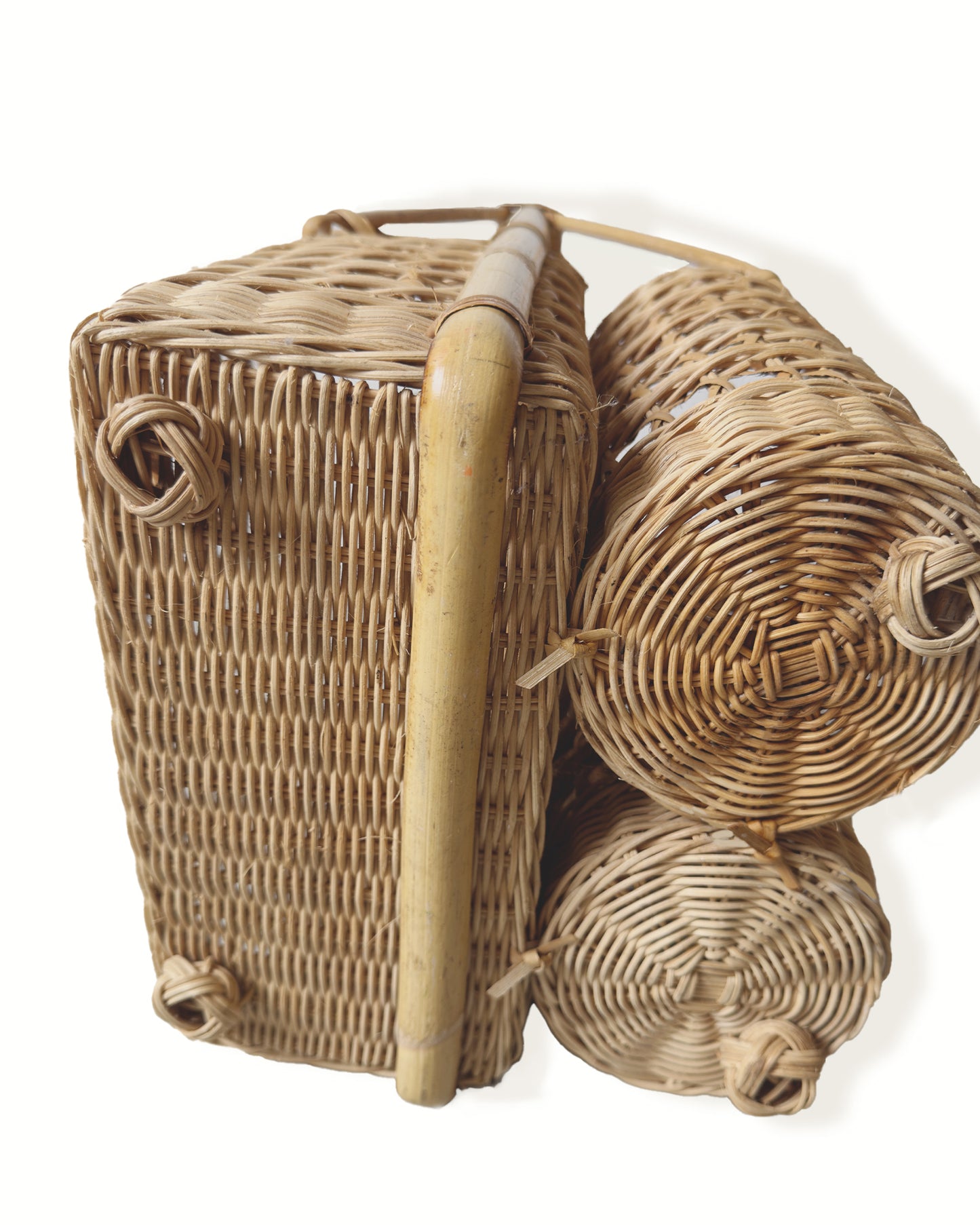 Vintage Wicker Rattan Picnic Basket