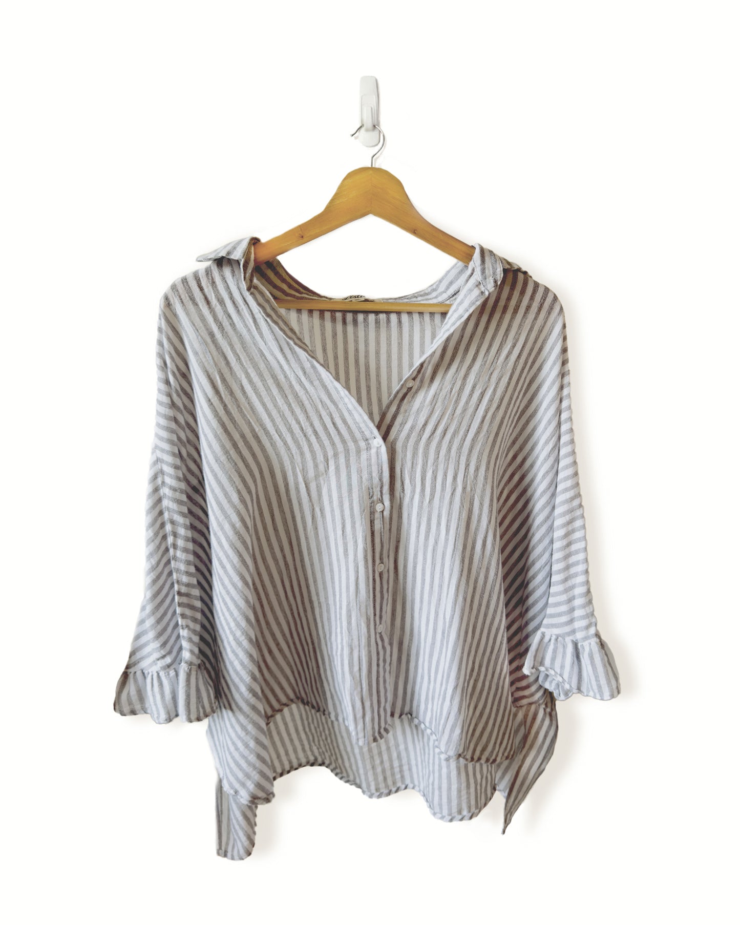Cotton Oversized Button-Down Top (M)