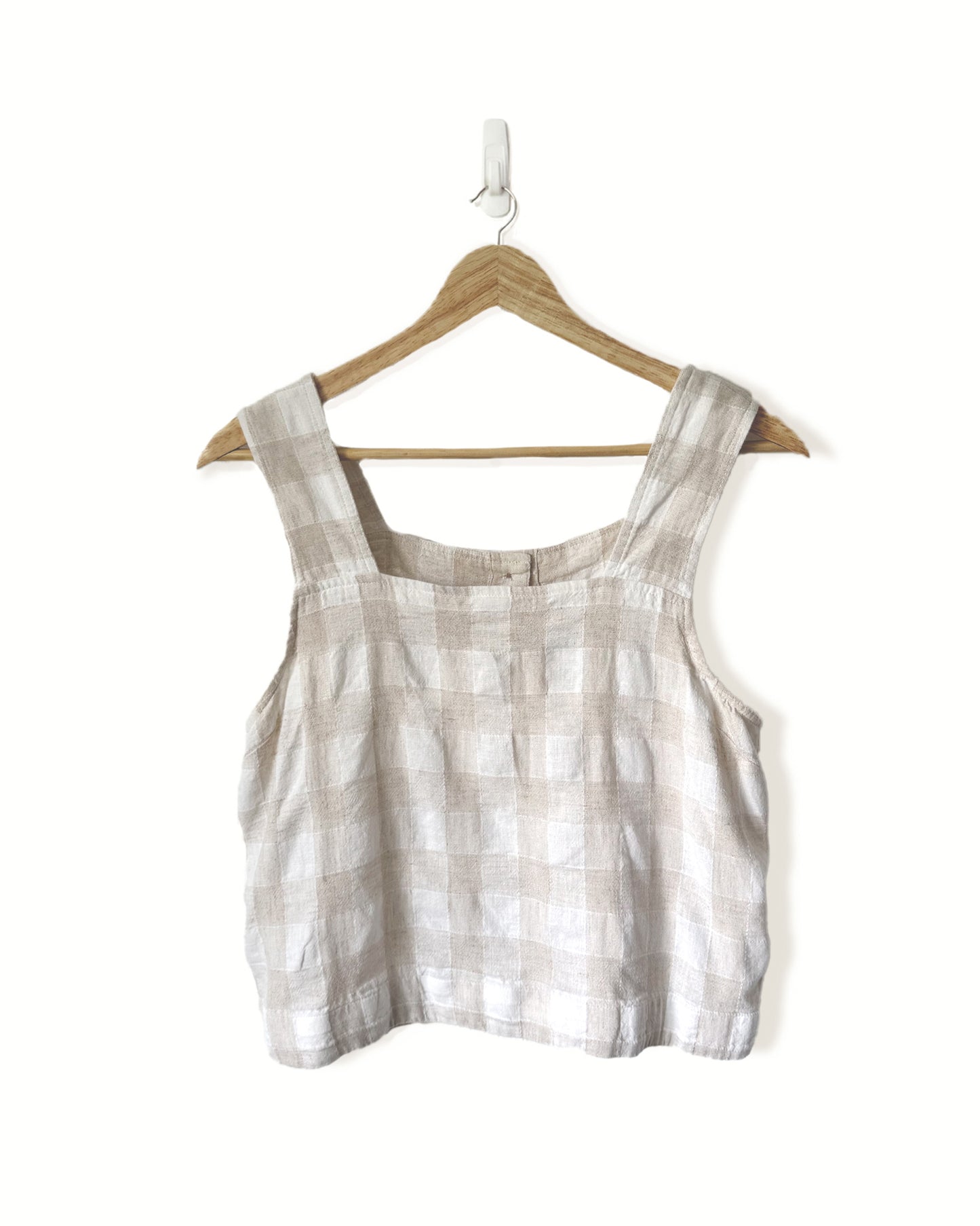Gingham Linen Button-Back Top (2)
