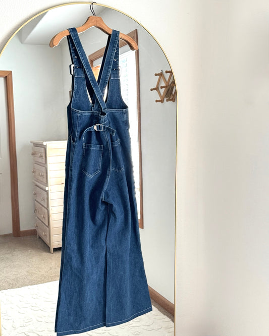 Denim Wide Leg Overalls/Jumpsuit (S)