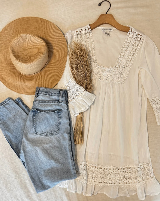 Boho Crocheted Tunic Top (M)