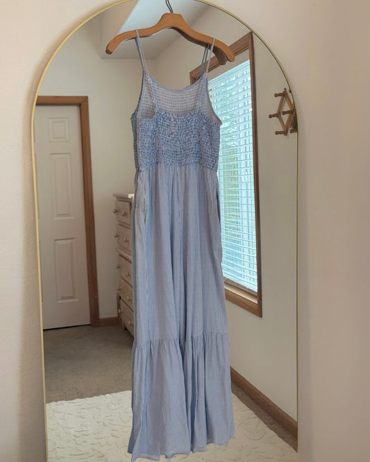 Flare-Leg Pinstriped Jumpsuit (M)