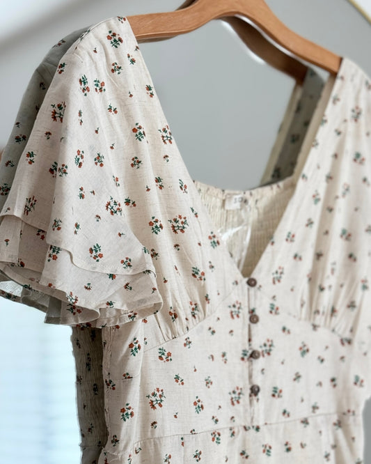 NEW Floral Ruffled Sleeve Romper (L)