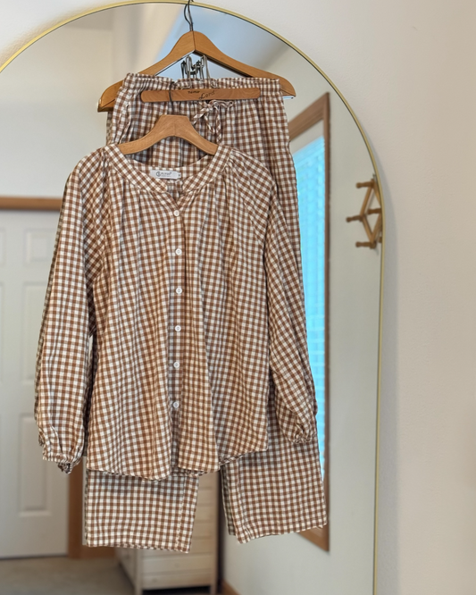 Gingham Cotton Pajama/Lounge Set (M)