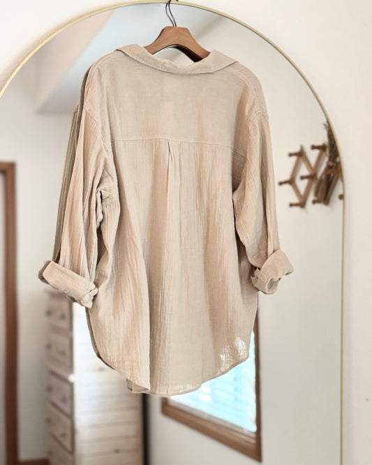 NEW Gap Crinkle Cotton Gauze Big Shirt (L)