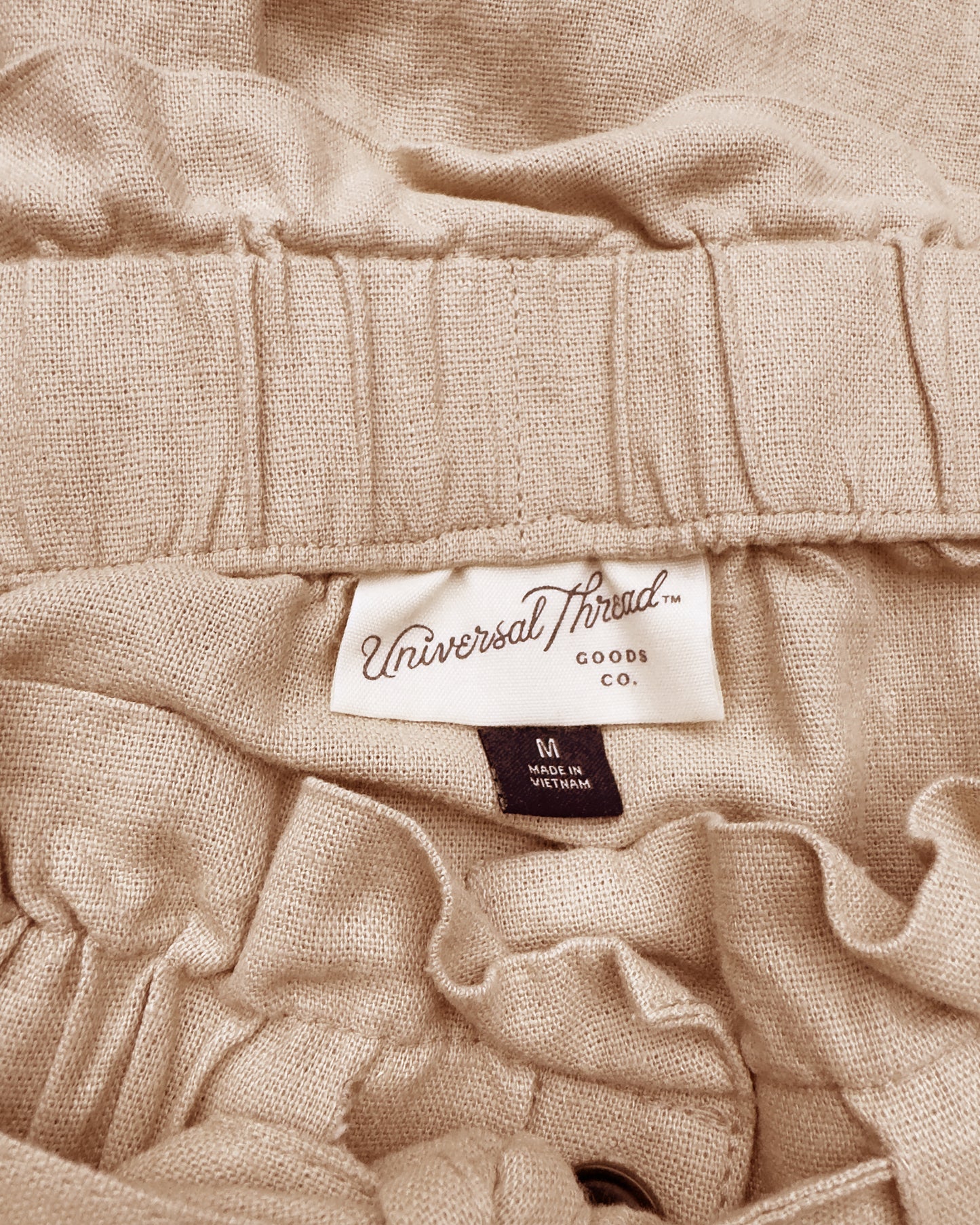 Tie Waist Button-Front Linen Blend Midi Skirt (M)