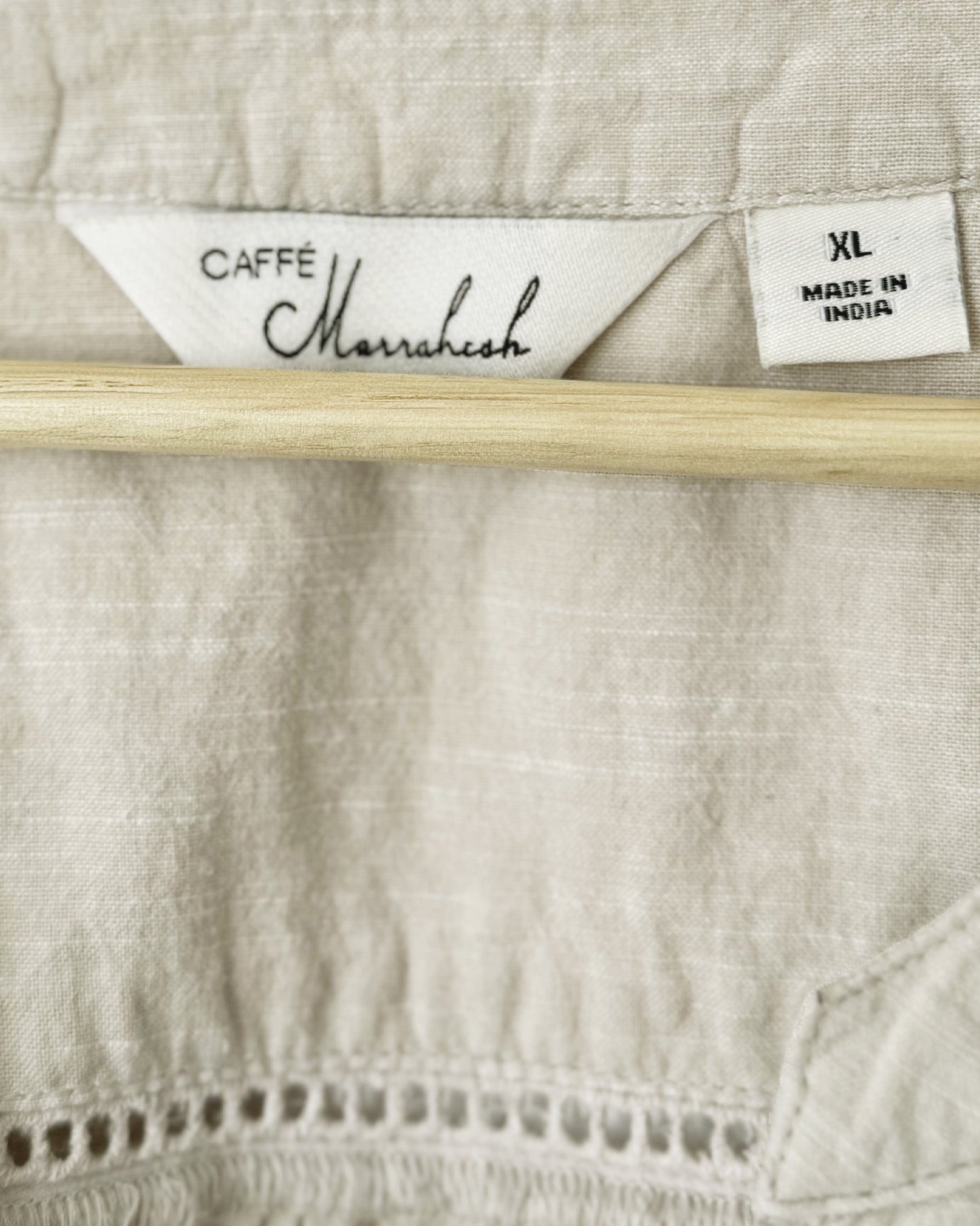Beige Flutter Sleeve Cotton Top (XL)
