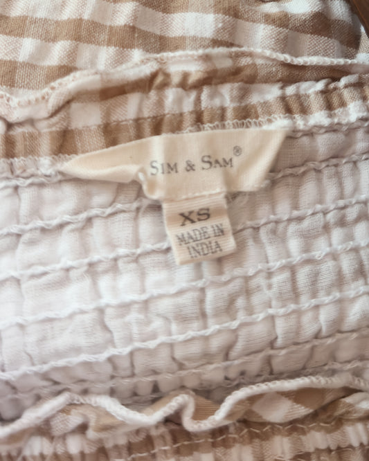 Gingham Ruffle Midi Dress (XS)