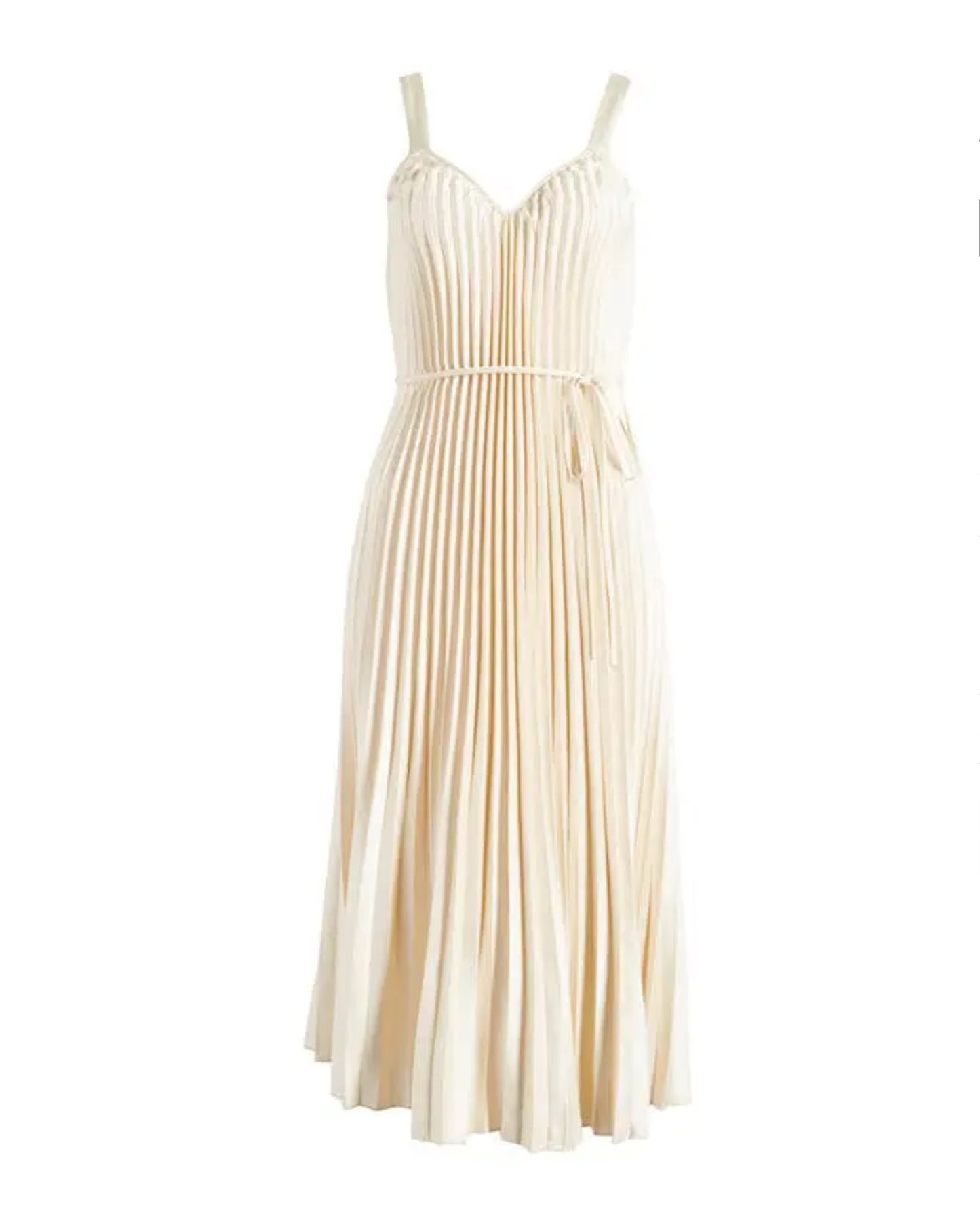 Plissé Tie Waist Satin Midi Dress (XL)