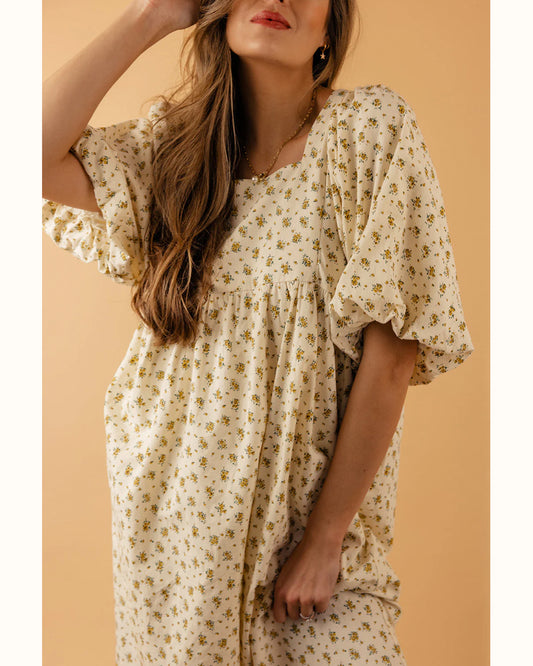 Puff Sleeve Cotton Maxi Dress (L)
