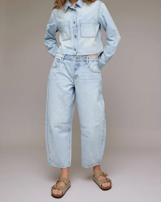 Hidden Sammie Light Wash Crop Barrel Jeans (Oversized 27/28)