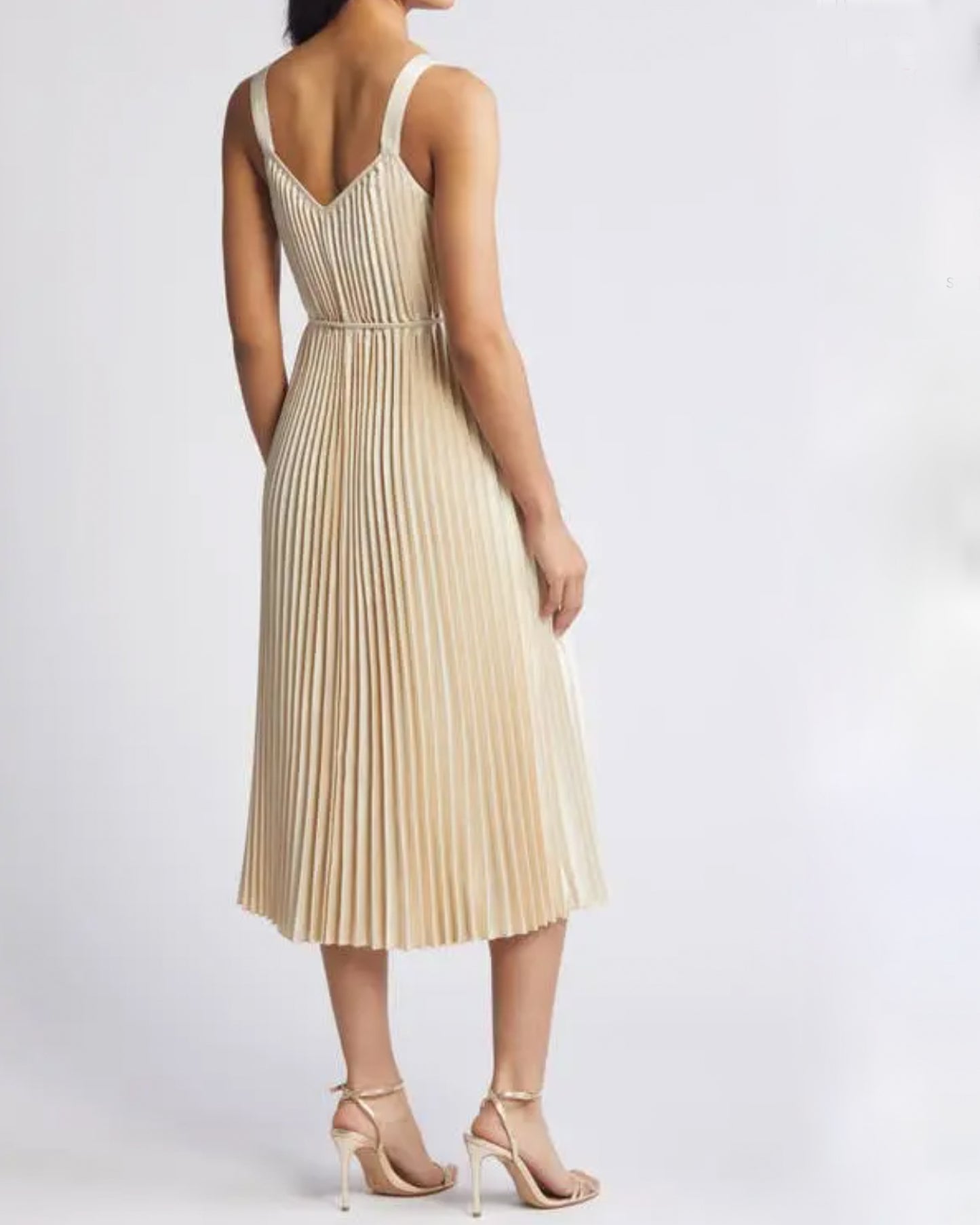 Plissé Tie Waist Satin Midi Dress (XL)