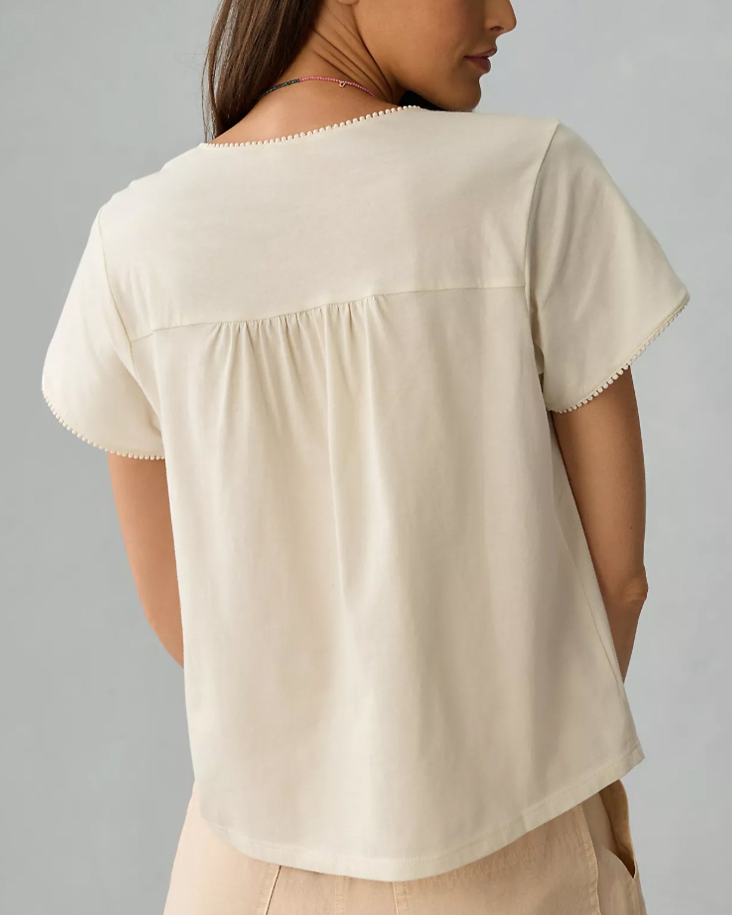 Anthropologie Tiny Fern Embroidered Cotton Tee (XS)